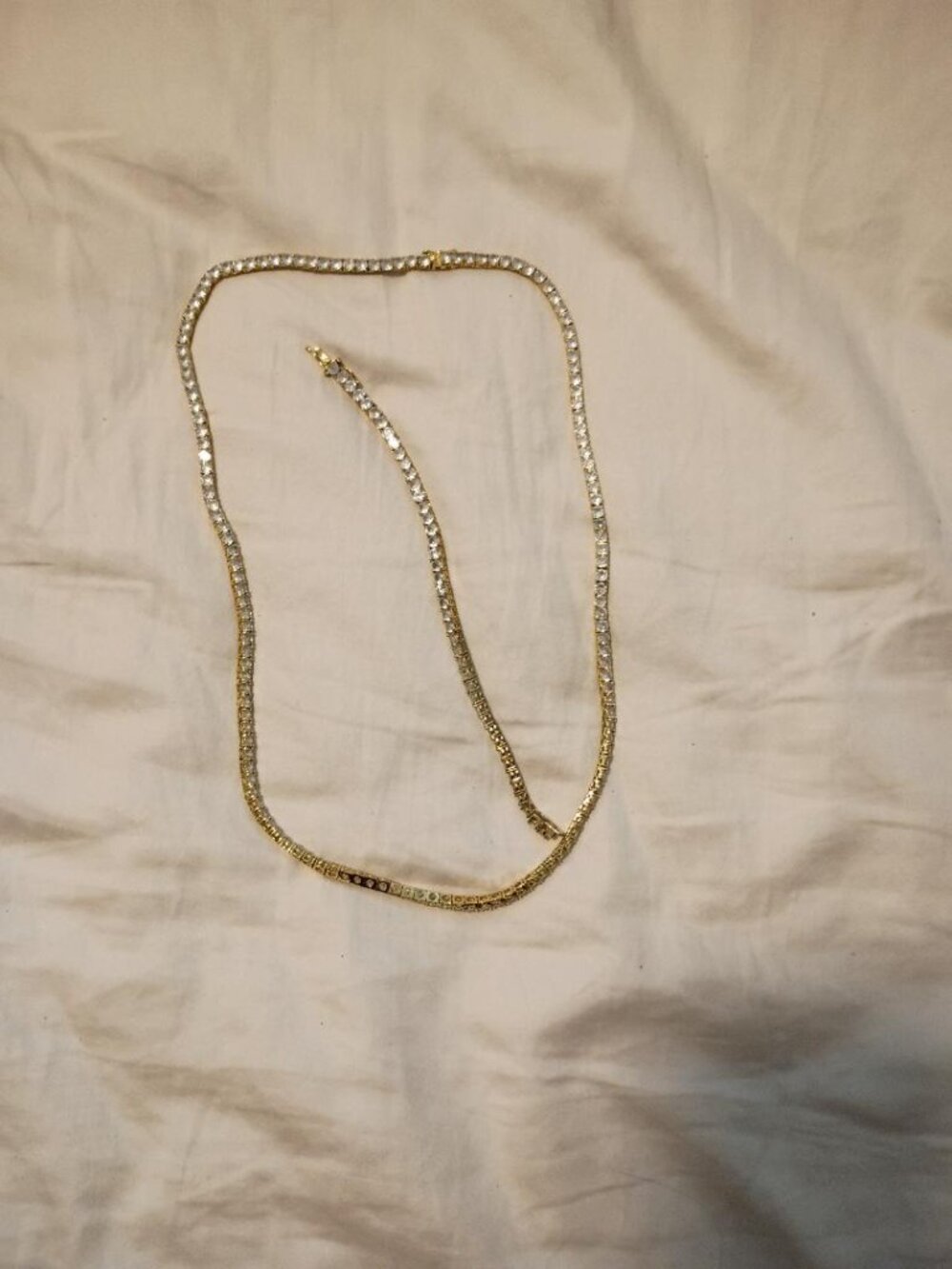 Faux Diamond Tennis Necklace and Matching Bracelet